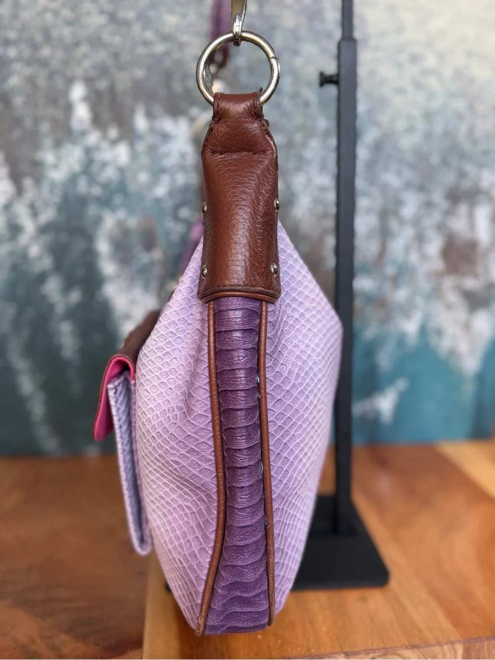 Sharif Studio Vintage Y2K Boho Ombre Python Embossed Leather‎ Hobo Bag GUC
